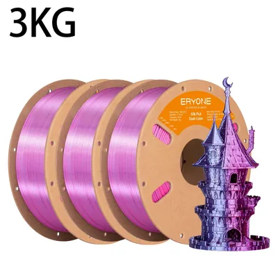 Produktbild von PLA Filament für 3D Drucker - Dual Color Matte Silk - 1,75 mm ±0,03 mm - FDM - 3 kg - Rosarot/Blau