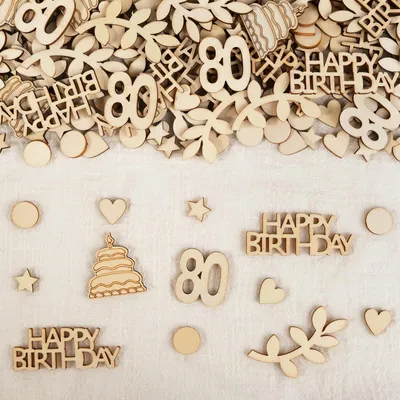 Productafbeelding van 200 stuks houten decoratieconfetti voor 80ste verjaardag