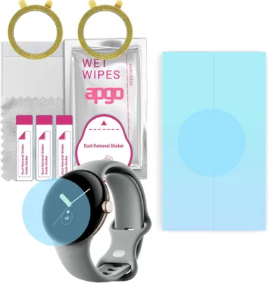 Produktbild von apgo 2 Stück HD HQ FLEX Schutzfolie kompatibel mit Google Pixel Watch 2 Smartwatch, Hydrogel Displayschutzfolie mit abgerundeten Rändern, Displayfolie zum gesamten Bildschirm
