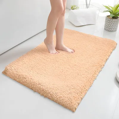 Produktbild von Weiche Badematte 50 x 80 cm, rutschfeste Badematte mit TPR-Rückseite, maschinenwaschbar, Badematte mit flauschiger Optik, wasserabsorbierende Mikrofaser-Badematte/Duschmatte