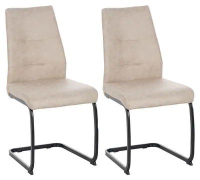 Produktbild von Moderne Esszimmerstühle in Lederoptik - gepolsterte Freischwinger mit robustem Metallgestell - pflegeleichte Schwingstühle mit atmungsaktiver Oberfläche,Farbe:Taupe;Menge:2 St.