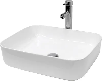 Produktbild von LuxeBath Waschbecken Aufsatzwaschbecken Eckig, 50,5x39,5x13,5 cm, Weiß, aus Keramik, inkl. Ablaufgarnitur ohne Überlauf