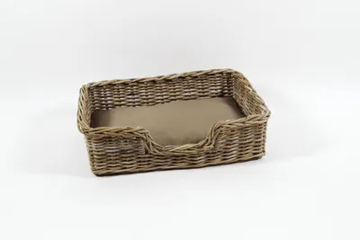 Produktbild von Kobolo Hundekorb Hundesofa inkl. Kissen 72x53x20 cm aus stabilem Rattan geflochten | Hundebett Rückzugsort Geschenk für Hundemama Korb Körbchen