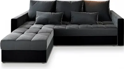 Produktbild von Masseno Ecksofa KOS PIK mit Schlaffunktion L-Form, Sofa mit Bettkasten, Wohnzimmersofa, Couch, Soffa, Bettsofa,- Grau + Schwarz, PAROS 06 + KRONOS 07