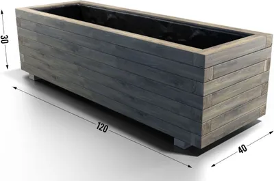 Produktbild von Pflanzkübel Kiefer - Grau Lasiert 120 x 40 cm Blumenkasten Blumenkübel Hochbeet