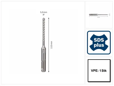 Zdjęcie produktu dla Bosch 2 608 576 104, Wiertarka, Świder, Reguła prawej dłoni, 5 mm, 115 mm, Beton, Kamień