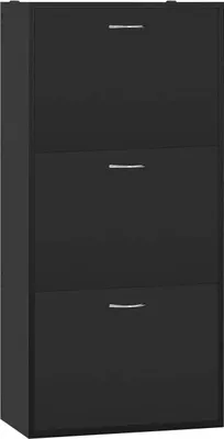 Produktbild von WOLTU Schuhschrank mit 3 Klappschubladen, für 14-18 Paar Schuhe, 58x23x118 cm : Schwarz Farbe: Schwarz