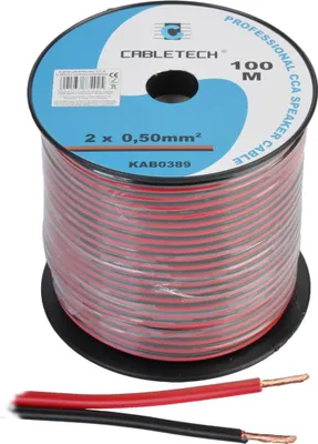 Zdjęcie produktu dla Kabel głośnikowy CCA 2x0.50mm czerwony/czarny 100m