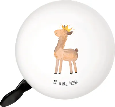 Produktbild von Mr. & Mrs. Panda Fahrradklingel Lama König - Weiß - Geschenk, Alpaka, Fahrrad Klingel, Lamas, Für, Fahrrad-Klingel, Fahrrad-Glocke, Freundin, Mama, Königin