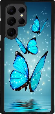Produktbild von TPU Silikon Hülle für Samsung Galaxy S25 ULTRA Handy Cover Case Schutzhülle Handyhülle Bumper MOTIV 4 Schmetterling Blau