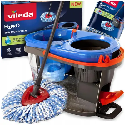 Produktbild von Vileda H2O Rotationsmopp Set mit Zwei Kammern und Mikrofaser