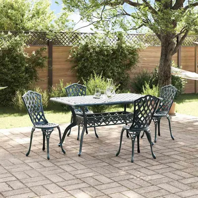 Immagine prodotto di Maison Exclusive - Set da pranzo da giardino, 5 pezzi, verde, alluminio