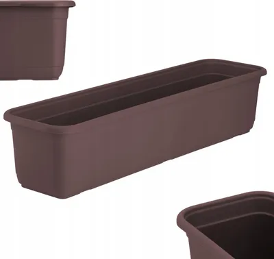 Produktbild von KADAX Blumenkasten "Evron", Balkonkasten aus Kunststoff, Blumentopf für Balkon, Fensterbank, Pflanzgefäß, 60 cm, Braun