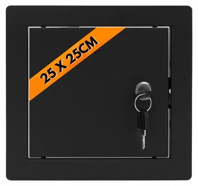 Image de Bobimarket Porte de visite métallique noire avec serrure 25x25cm