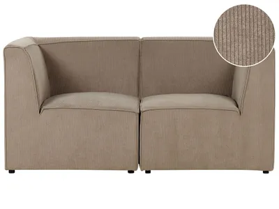 Produktbild von BELIANI Sofa Taupe Stoffbezug aus Cord mit Armlehnen 2-Sitzer Modulsofa Wohnzimmermöbel Modern Wohnecke Sitzecke
