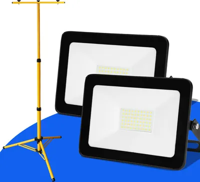 Produktbild von Jayseuw 2x 50W LED Baustrahler Fluter Stativ Flutlicht Scheinwerfer Außenstrahler Arbeitsleuchte Bauscheinwerfer IP66 Wasserdicht Kaltweiß