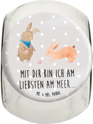 Produktbild von Mr. & Mrs. Panda gewürzglas Hasen Muschel L 870ml - Grau Pastell - Geschenk, Frischhaltedose, Bruder, Freundin, Meer, Strand, BFF, keksglas, Vorratsglas, Vorratsbehälter