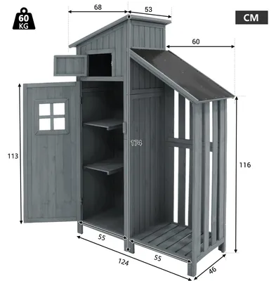 Produktbild von Holz-Gartenhaus - Außengartenhaus - Werkzeugschuppen - Werkzeugkasten - Werkzeughaus - mit Regalen