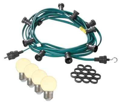 Produktbild von Illu-/Partylichterkette 5m - Außenlichterkette grün -  Germany 10 warmweiße LED Kugellampen