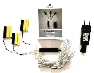 Produktbild von Batterie Netzteil Adapter 3 x 3 AAA Micro Batterien 4,5V Wandler 4m Kabel Netzteil