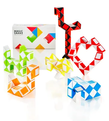 Zdjęcie produktu dla CUBIDI® Original Mini Magic Snakes, zestaw 6 sztuk – po 24 klocki w każdym wężu | Gry logiczne dla dzieci od 6 lat i dorosłych | Rozwijają kreatywność i zdolności motoryczne