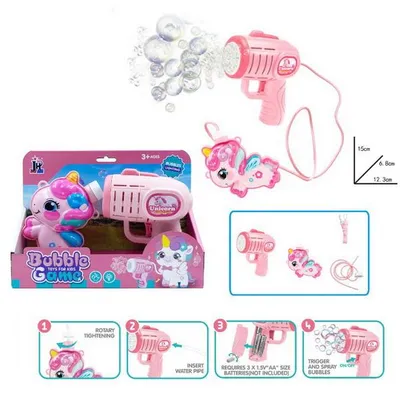 Produktbild von Wiky Seifenblasenpistole Einhorn, 280 ml, mit externem Tank, rosa