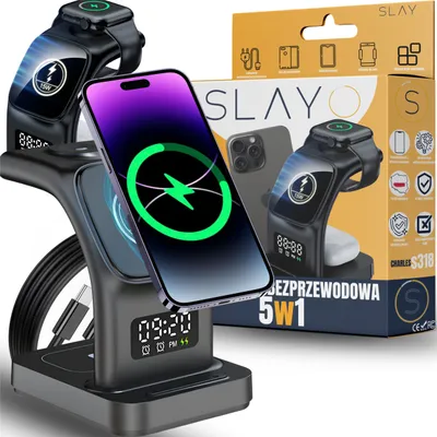 Zdjęcie produktu dla Ładowarka Indukcyjna 15W Qi Szybka Do Iphone 12 13 14 15 3W1 Inteligentna