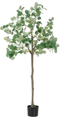 Obrázek produktu pro Umělý eukalyptus, výška 150 cm – realistická umělá rostlina v květináči pro vnitřní i venkovní použití – dekorativní rostlina do bytu, kanceláře a domu