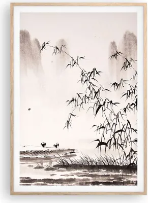 Produktbild von Gerahmtes Poster - Rahmen in heller Eiche - Bambus schwarz China - 70x100 cm - Wand Bild - Wanddeko - Wandbilder - Wandposter - Bilderrahmen - Bilder - Kunstdruck - Wandbild - P2NPA70x100-3116