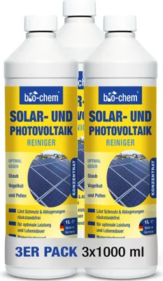 Produktbild von bio-chem Solar- und PV Photovoltaik-Reiniger – 3x 1000 ml Konzentrat - bis zu 1:20 verdünnbar - Tiefenwirksam und materialschonend - DE