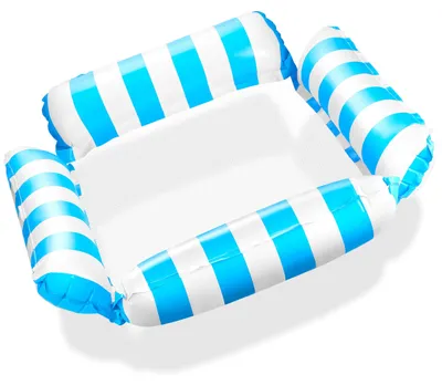Produktbild von Balinco Aufblasbare Matratze Pool, Wasserhängematte mit Netz, Wasser Luftmatratze mit 4 Luftkammern, Pool Party Sessel, Wasserspielzeug Hängematte, Pool Zubehör für Erwachsene & Kinder (Hellblau)