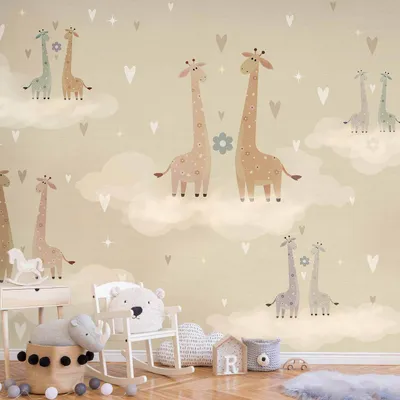 Produktbild von Selbstklebende Folie Fototapete - Giraffes in Love 441x315 cm Für Kinder e-A-10135-a-a