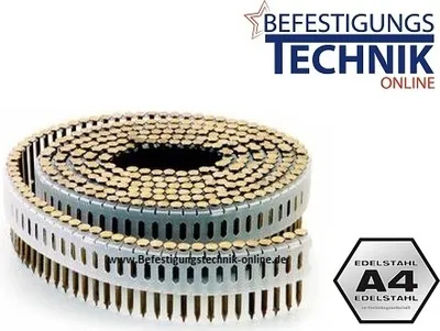 Image de Clous pour bobines ZE 2,1x50mm anneau inox A4 tête bombée 0° Tjep ZE 65 Cloueur pour bobines Paslode Duo Fast CPN65 1,