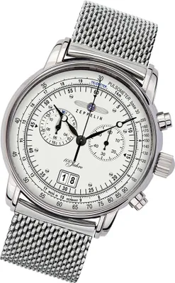 Image de Zeppelin hommes montre 100 ans Z7690M/1 montre-bracelet en acier inoxydable argent UZ7690M/1