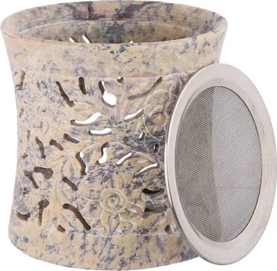 Produktbild von Räucherstövchen 10,3x9cm – Blumenmotiv, mit Räuchersieb & Gravur