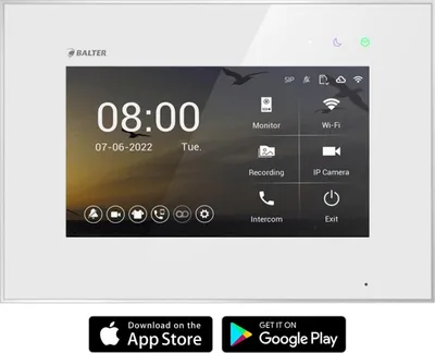 Produktbild von BALTER EVO HD WiFi 7" Videostation Weiß (Touchscreen HD-Bildschirm, 2-Draht IP, App Steuerung)