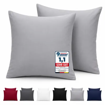 Produktbild von Komfortec Premium Kissenbezug 80x80 cm – 2er Set – Kissenhülle mit Reißverschluss – 100 % gebürstete Mikrofaser– Superweich – Grau Kopfkissenbezug, KI-generiertes Bild