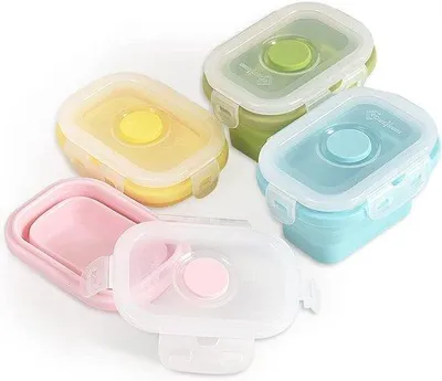 Produktbild von Famanu Faltbarer Silikon Lebensmittelcontainer - Platzsparend, BPA-frei, 150 ml, 4er-Pack