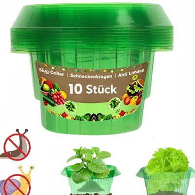 Produktbild von 10 Stück Schneckenschutzring Set, Schneckenschutz Pflanzenkragen, Gemüseschutzabdeckung für Ihre Salatpflanzen und Kohl