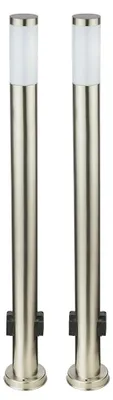Produktbild von 2er Set Stehlampe, 2x Steckdose, Edelstahl, H 110 cm