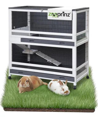 Produktbild von Hasenstall Kaninchenstall zooprinz Oskar mit Rollen | Winterfest & Wetterfest | Kotschublade | Indoor Outdoor Kleintier Stall Käfig Hasen Kaninchen