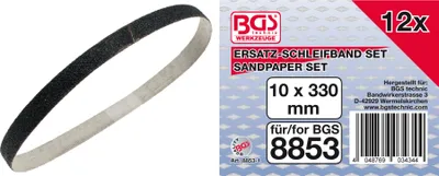Produktbild von BGS 8853-1 Schleifband 10mm x 330 mm, 12 Stück, passend für Art. 8853