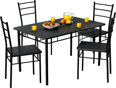 Zdjęcie produktu dla 5-częściowy zestaw do jadalni, antracytowy, 110 x 68 cm, styl industrialny