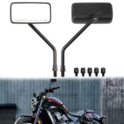 Produktbild von Motorrad Lenker Spiegel Set M8 M10 Schwarz Rechteckig Verstellbar 1 Paar