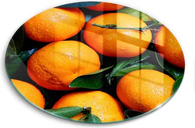 Zdjęcie produktu dla Szklana deska do krojenia - Deska kuchenna - ⌀40 cm – Szkło hartowane – Antypoślizgowa - Owoce Pomarańcze