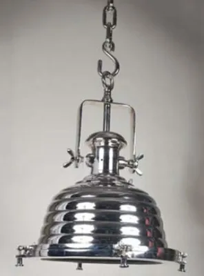 Image de Suspension industrielle Casa Padrino, finition argentée, 40 x 40 x 53 cm, lampe de plafond design industriel de luxe