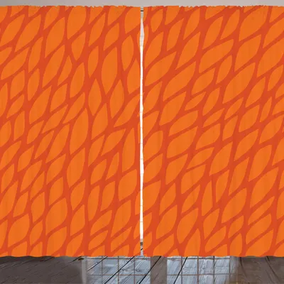 Produktbild von ARANDE Burnt orange Gardine, Abstraktes Laub verlässt Muster-Skizzen-Natur-Wachstums-Zusammensetzung, 280 x 245 cm, Orange Burnt Orange