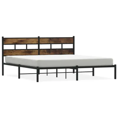 Obrázek produktu pro vidaXL Kovová postel bez matrace, kouřový dub 193x203 cm
