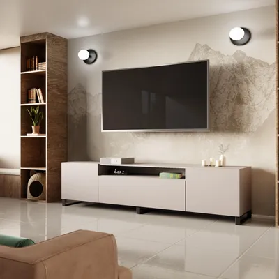 Produktbild von TV-Schrank Lyon III Fernsehschrank TV-Lowboard 200 cm modernes Design dreitürig Wohnzimmer (Farbe: kaschmir)