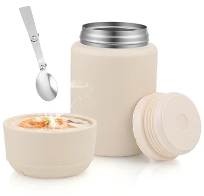 Thermobehälter 550 ml Edelstahl Warmhaltebehälter mit Löffel